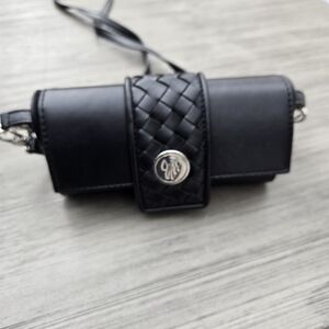 JM Collection Black Woven Accent Crossbody Bag